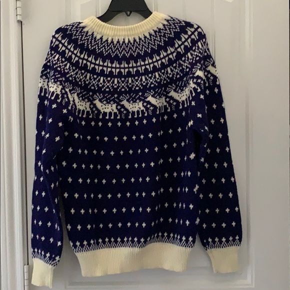 π’ Ugly Christmas Reindeer Moose Sweater M Blue cream - Picture 5 of 5